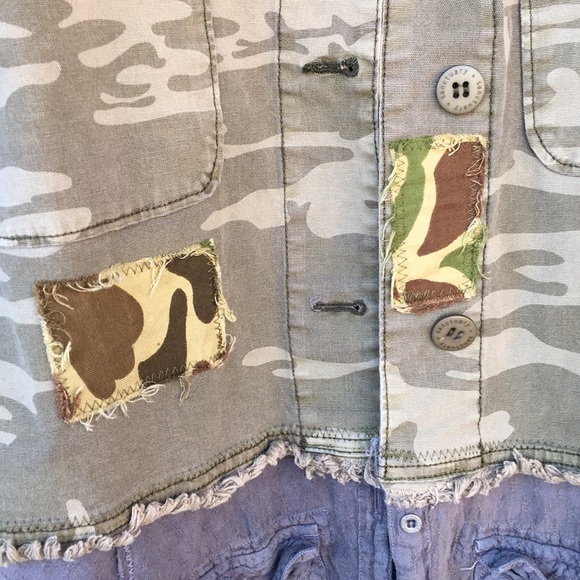 Upcycled sanctuary camouflage camo frayed post Apocalyptic scavenger jacket - Picture 14 of 16